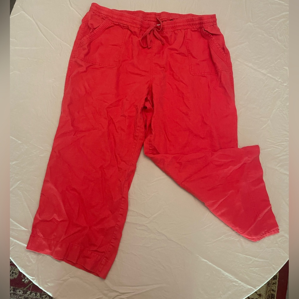 Cato Vibrant Coral Drawstring Cropped Pants